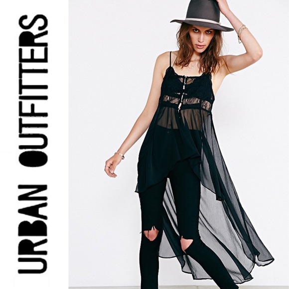 URBAN OUTFITTERS KIMCHI BLUE sheer hi-lo tunic - Picture 2 of 8